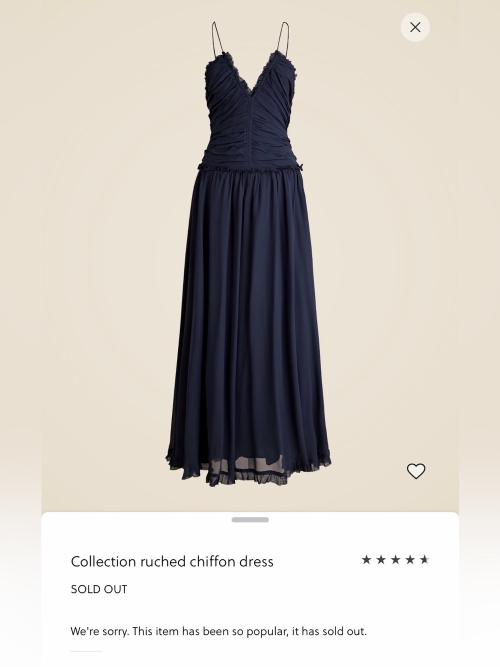 J. Crew Collection Navy Ruched Chiffon Midi Dress | SOLD OUT